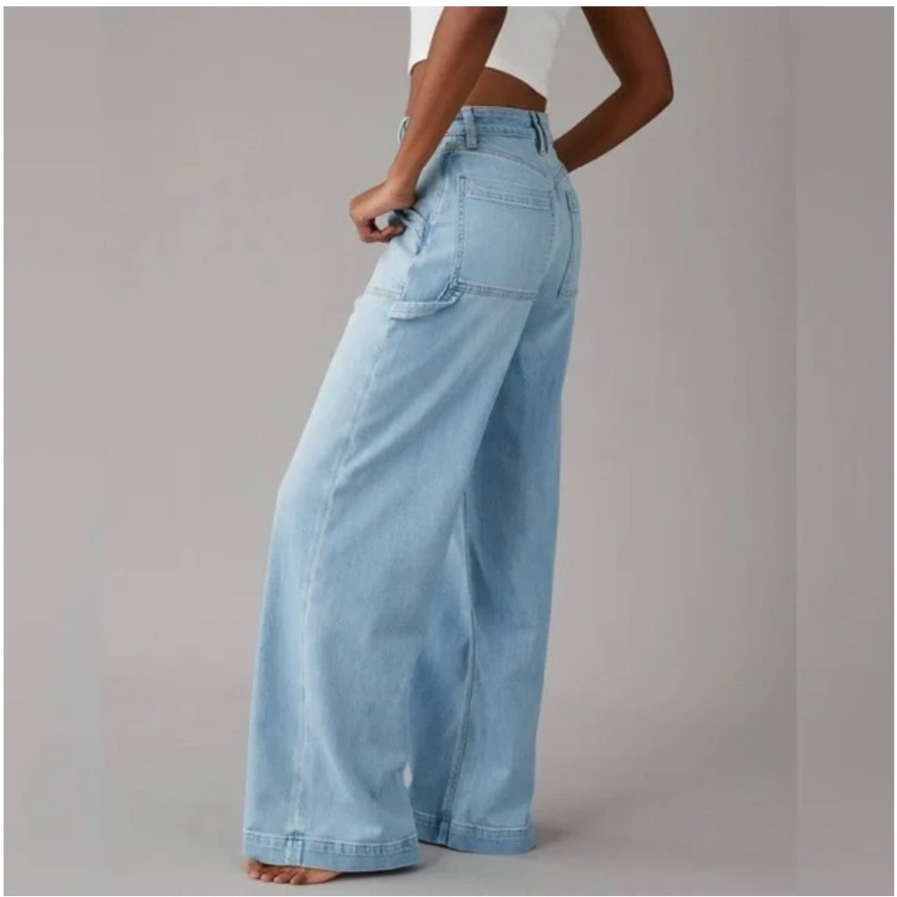 American Eagle Super High Rise Baggy Wide Leg 6 Regular - Picture 2 of 9